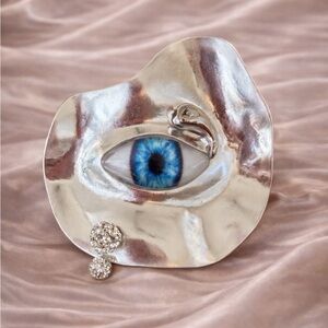 Abstract Gold Eye Statement Ring – Surrealist Sculpture Jewelry